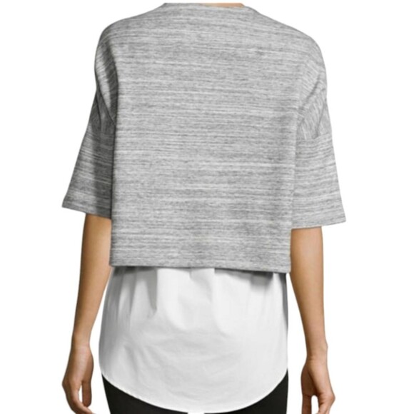 Derek Lam Sweatshirt Short Sleeve‎ Gray Oversized Boxy Cropped Knit Top Layer L - Picture 2 of 11